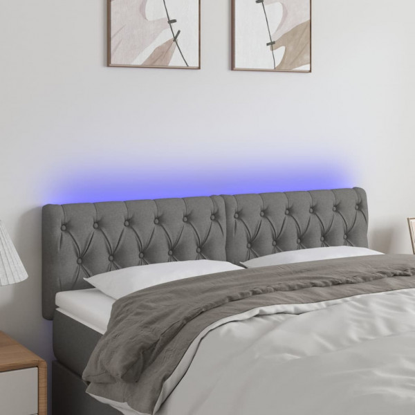 Cabecero con LED de tela gris oscuro 160x7x78/88 cm D