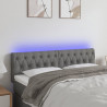 Cabeceira de cama c/luzes LED tecido 160x7x78/88cm cinza-escuro 1