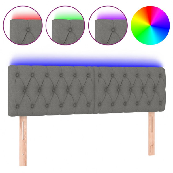 Cabecero con LED de tela gris oscuro 160x7x78/88 cm M 2