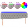Cabeceira de cama c/luzes LED tecido 200x7x78/88 cm cinza-claro 2