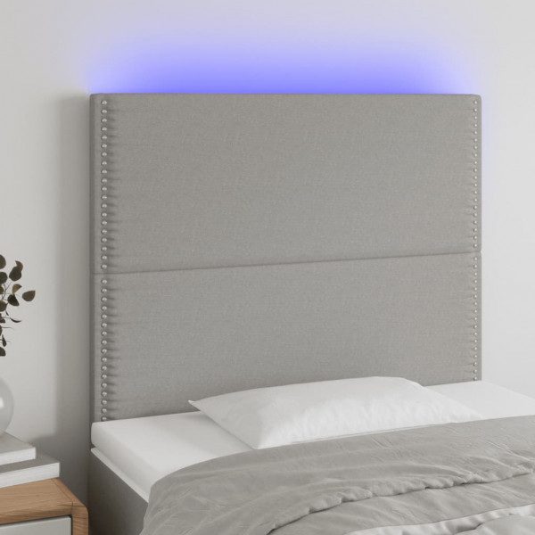 Cabecero con luces LED tela gris claro 90x5x118/128 cm D