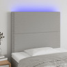 Cabeceira cama c/ luzes LED tecido 90x5x118/128cm cinza-claro 1