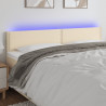 Cabeceira de cama c/ luzes LED tecido 180x5x78/88 cm cor creme 1