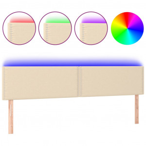 Cabecero con LED de tela color crema 180x5x78/88 cm H