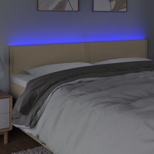 Cabeceira de cama c/ luzes LED tecido 180x5x78/88 cm cor creme M 3