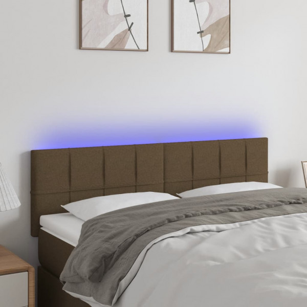 Cabecero con LED de tela marrón oscuro 144x5x78/88 cm D