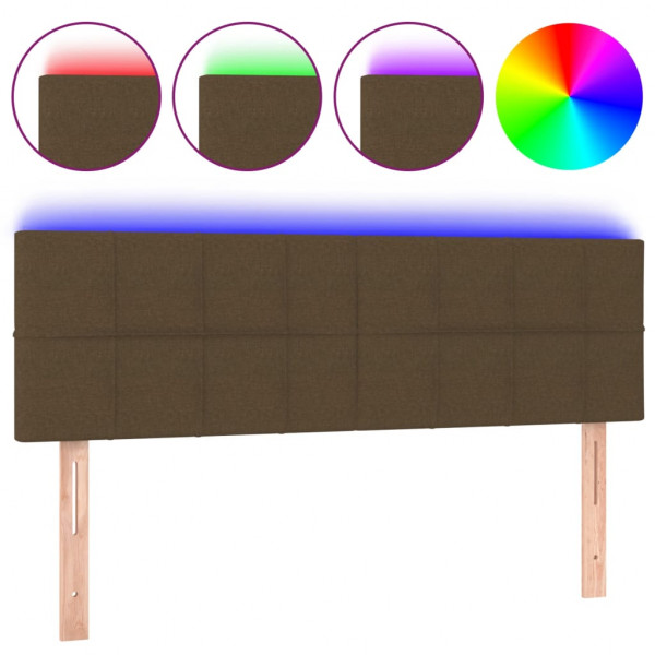 Cabecero con LED de tela marrón oscuro 144x5x78/88 cm M 2