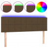 Cabeceira de cama c/ luzes LED tecido 144x5x78/88 cm castanho 2