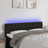 Cabeceira de cama c/ luzes LED tecido 144x7x78/88 cm preto 1