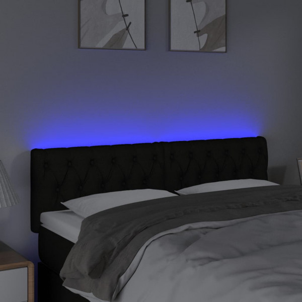 Cabecero con LED de tela negro 144x7x78/88 cm M 3