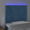 Cabeceira cama c/ luzes LED veludo 100x5x118/128cm azul-escuro 3