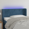 Cabeceira cama c/ luzes LED veludo 103x16x78/88 cm azul-escuro 1