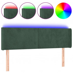 Cabecero con LED de terciopelo verde oscuro 147x16x78/88 cm H
