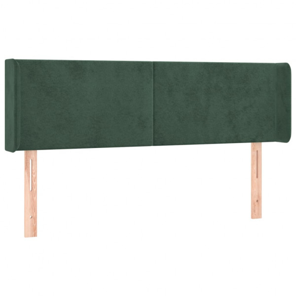 Cabeceira cama c/ luzes LED veludo 147x16x78/88 cm verde-escuro M 3