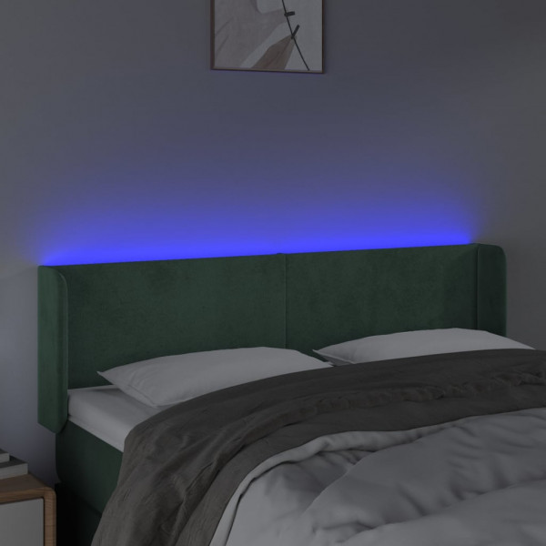 Cabecero con LED de terciopelo verde oscuro 147x16x78/88 cm M 4