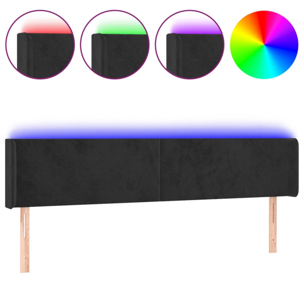 Cabecero con LED de terciopelo negro 203x16x78/88 cm M 2