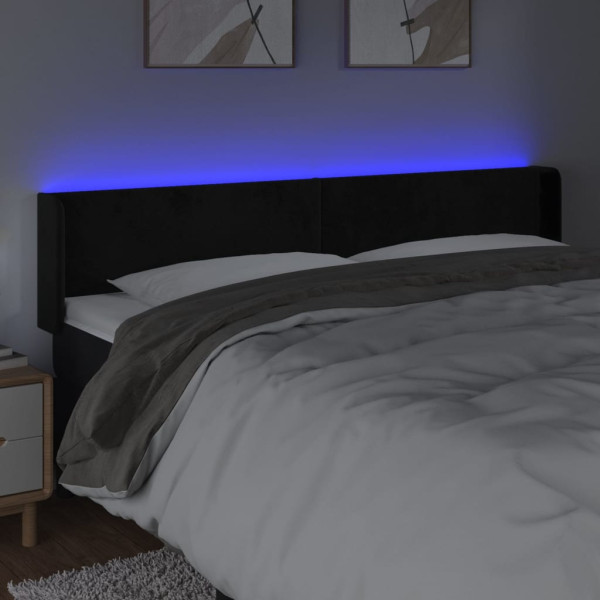 Cabecero con LED de terciopelo negro 203x16x78/88 cm M 4