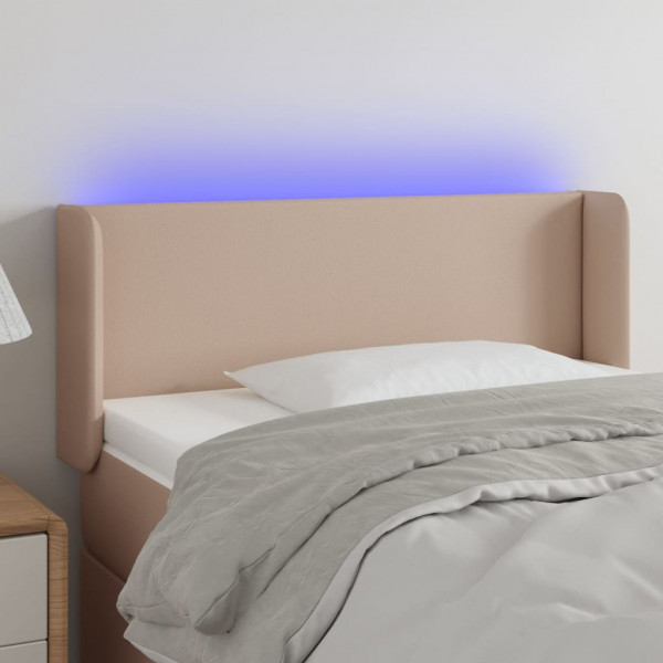 Cabecero con LED cuero sintético color capuchino 93x16x78/88 cm D