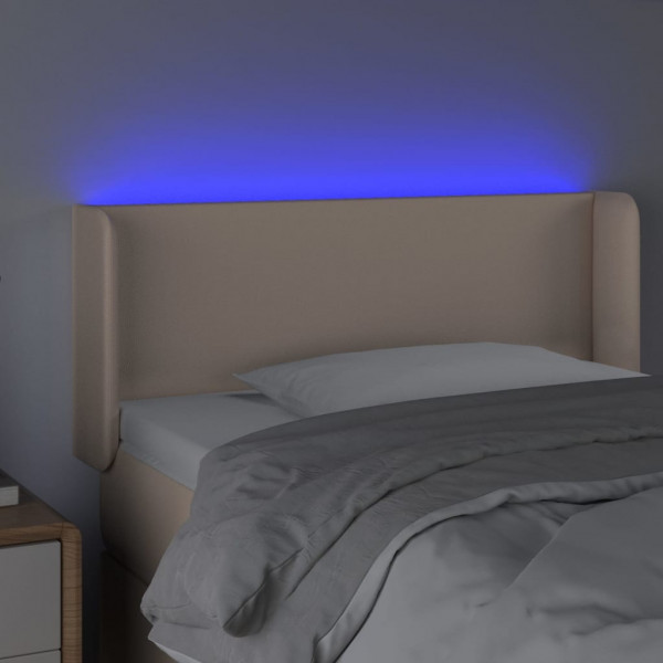 Cabeceira cama c/ LED couro artificial 93x16x78/88cm cappuccino M 4