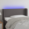 Cabeceira cama c/ LED 103x16x78/88 cm couro artificial cinzento 1