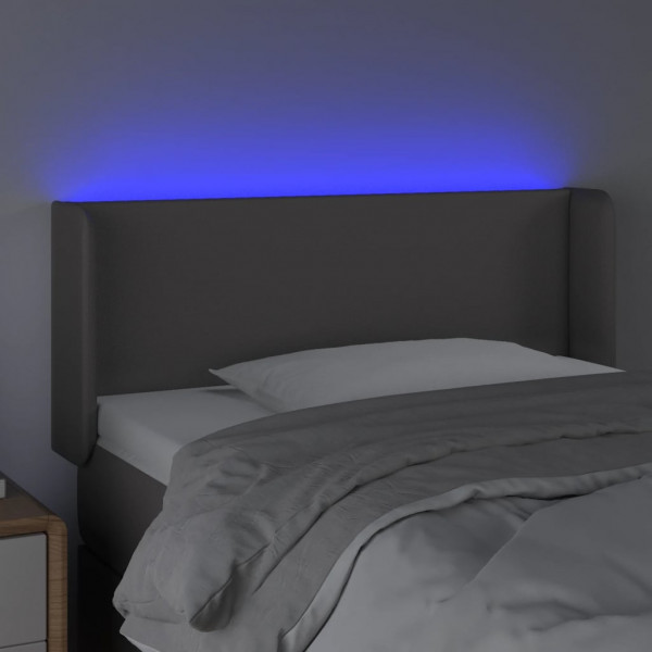 Cabeceira cama c/ LED 103x16x78/88 cm couro artificial cinzento M 4