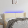 Cabecero con LED cuero sintético crema 147x16x78/88 cm 1