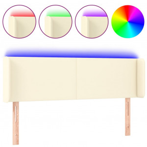 Cabecero con LED cuero sintético crema 147x16x78/88 cm H