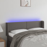 Cabecero con LED cuero sintético gris 147x16x78/88 cm 1