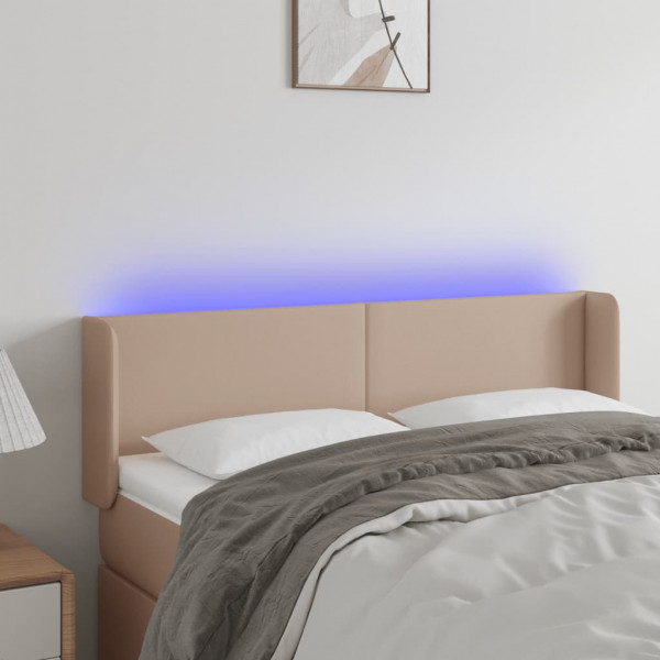 Cabecero con LED cuero sintético capuchino 147x16x78/88 cm D