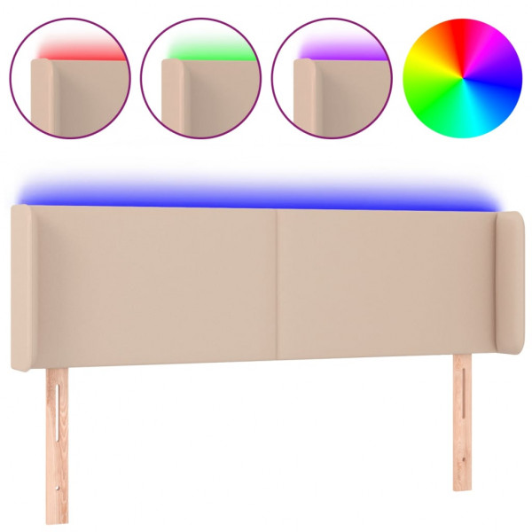 Cabecero con LED cuero sintético capuchino 147x16x78/88 cm M 2