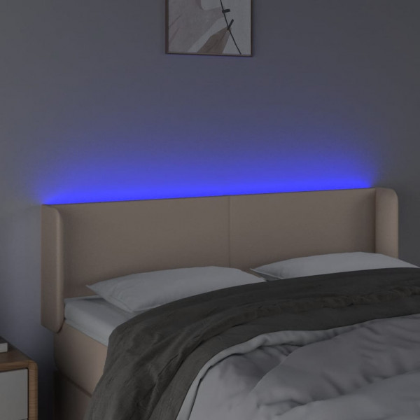 Cabeceira cama LED couro artificial 147x16x78/88 cm cappuccino M 4