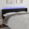 Cabeceira de cama c/ LED couro artificial 163x16x78/88 cm preto 1