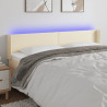 Cabeceira com LED couro sintético creme 163x16x78/88 cm 1