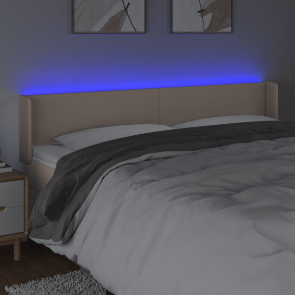 Cabecero con LED cuero sintético capuchino 163x16x78/88 cm M 4