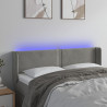 Cabecero con LED de terciopelo gris claro 147x16x78/88 cm 1
