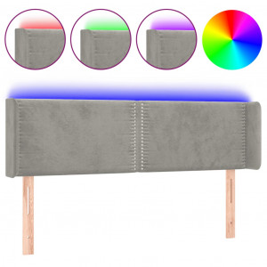 Cabecero con LED de terciopelo gris claro 147x16x78/88 cm H
