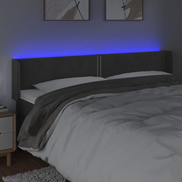 Cabeceira cama c/ luzes LED veludo 183x16x78/88cm cinza-escuro M 4