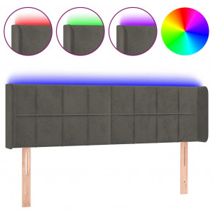 Cabecero con LED de terciopelo gris oscuro 147x16x78/88 cm H