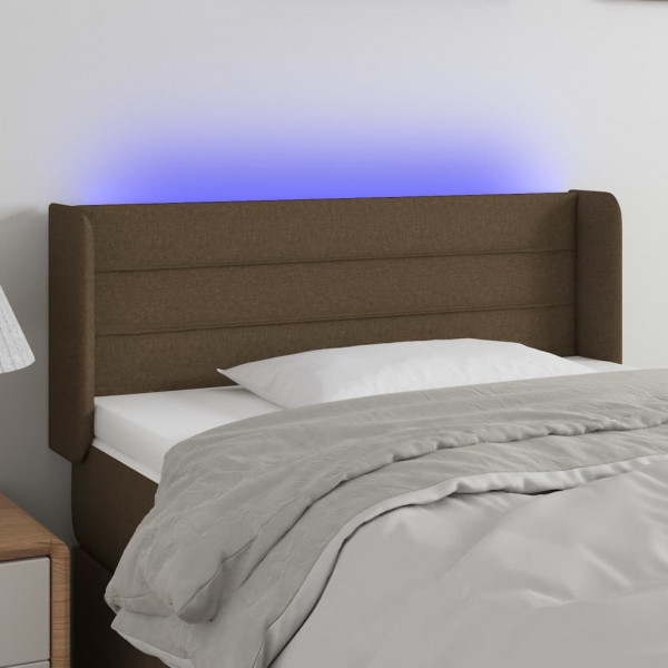 Cabecero con LED de tela marrón oscuro 103x16x78/88 cm D