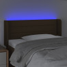 Cabeceira de cama c/ luzes LED tecido 103x16x78/88 cm castanho 4