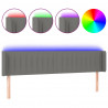 Cabeceira cama c/ luzes LED tecido 203x16x78/88cm cinza-escuro 2
