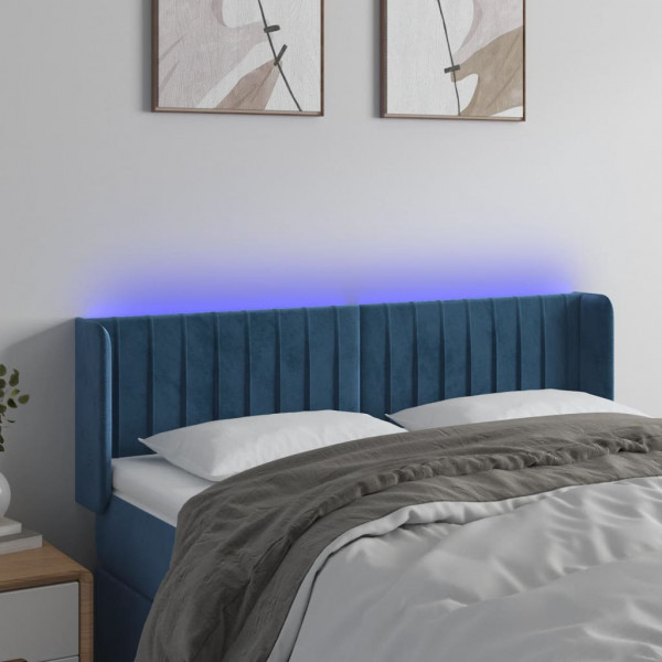 Cabecero con LED de terciopelo azul oscuro 147x16x78/88 cm D