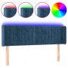 Cabeceira cama c/ luzes LED veludo 147x16x78/88 cm azul-escuro 2