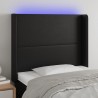 Cabecero con LED cuero sintético negro 83x16x118/128 cm 1