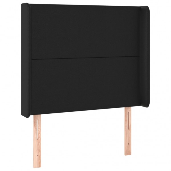 Cabeceira de cama c/ LED couro artificial 83x16x118/128cm preto M 3