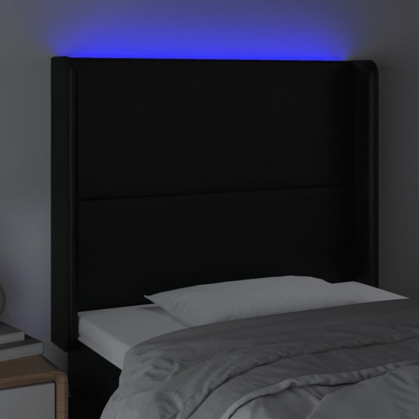 Cabecero con LED cuero sintético negro 83x16x118/128 cm M 4