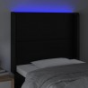 Cabeceira de cama c/ LED couro artificial 83x16x118/128cm preto 4