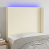 Cabecero con LED cuero sintético color crema 83x16x118/128 cm 1
