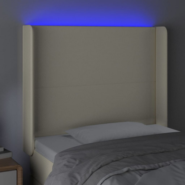 Cabeceira com LED couro sintético creme 83x16x118/128 cm M 4