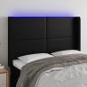 Cabecero con LED cuero sintético negro 147x16x118/128 cm 1
